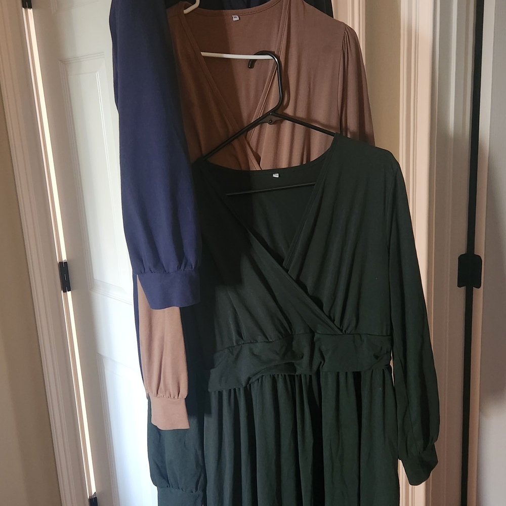 Set Of 3 Ouges Long Sleeve Maternity Maxi Dresses… - image 1